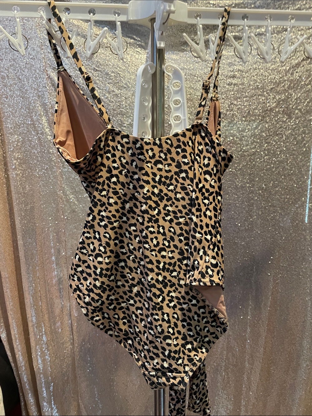 aerie Leopard Print Cami Swimsuit in Brown and Black